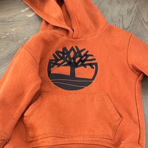 Timberland Orange Kids Hooded Sweatshirt with Black Tree Logo